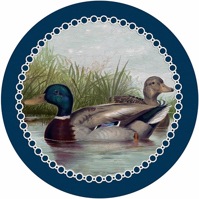 English Duck Pond Blue 16" Round Pebble Placemat Set of 4 - nicolettemayer.com