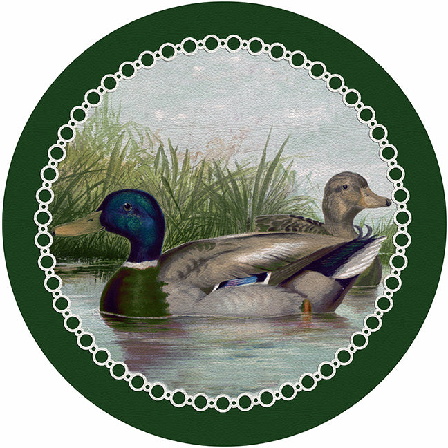 English Duck Pond Green 16" Round Pebble Placemat Set of 4 - nicolettemayer.com