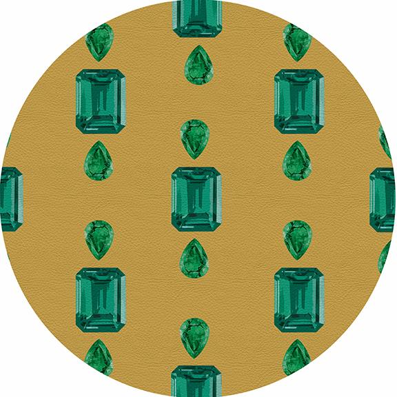 Gem Emeralds Gold 16" Round Pebble Placemat Set of 4 - nicolettemayer.com
