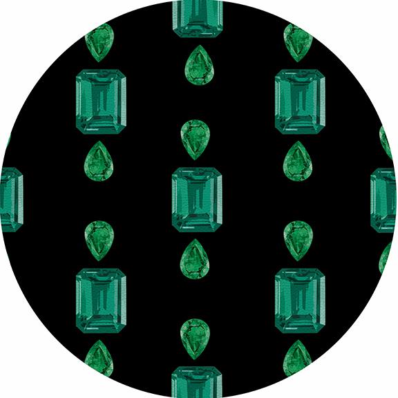 Gem Emeralds Black 16" Round Pebble Placemat Set of 4 - nicolettemayer.com