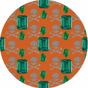 Gem Emeralds Skull Orange 16" Round Pebble Placemat Set of 4 - nicolettemayer.com