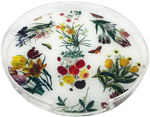 Flora Fauna White Acrylic Placemat Tray 16 Round - nicolettemayer.com