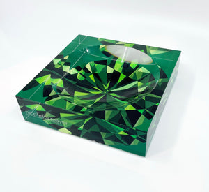 Facets Green Acrylic Candy Dish 6x6