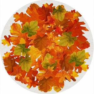 Fallen Leaves White 16" Round Pebble Placemat Set of 4 - nicolettemayer.com