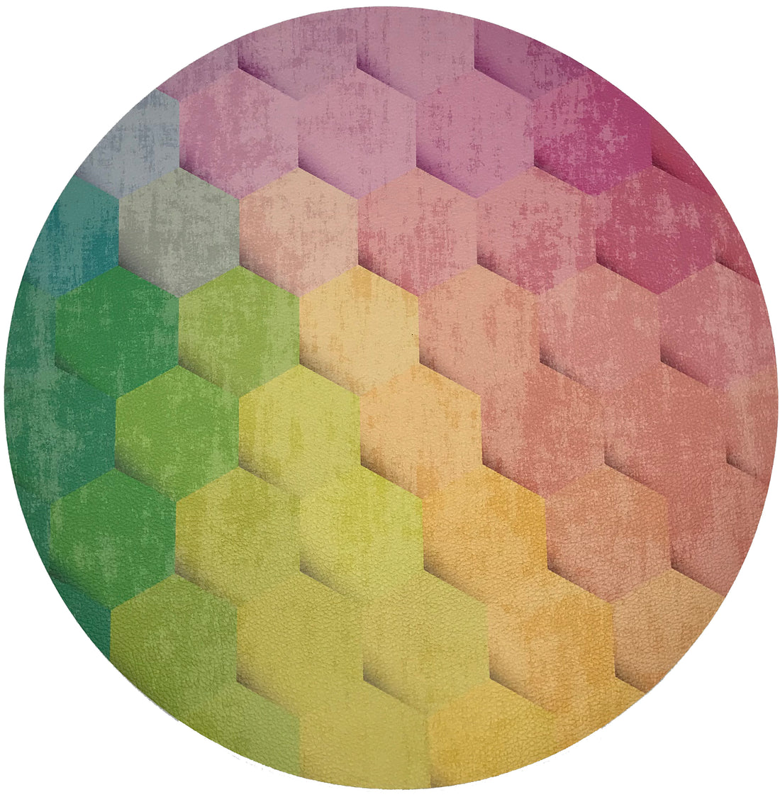 Hex Pink Yellow Green 16&quot; Round Pebble Placemats, Set Of 4 - nicolettemayer.com