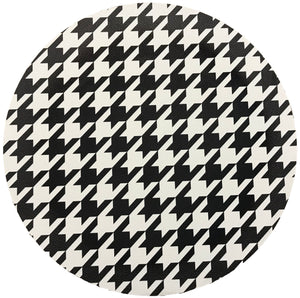 HOUNDSTOOTH BLACK WHITE 16" ROUND PEBBLE PLACEMAT, SET OF 4 - nicolettemayer.com