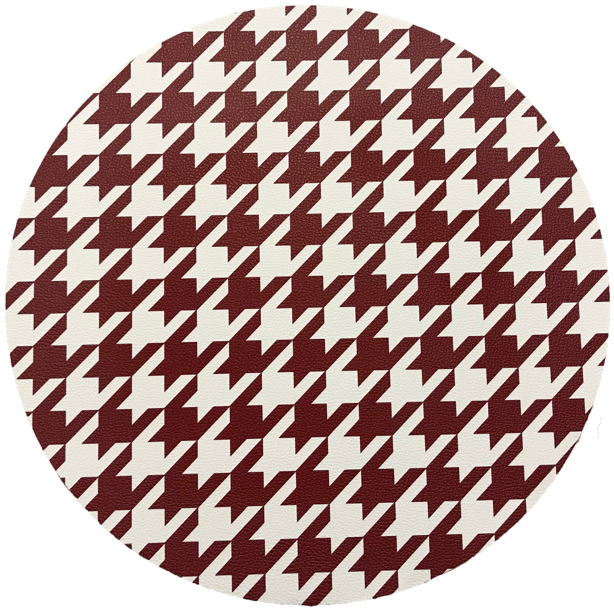 HOUNDSTOOTH RED WHITE 16" ROUND PEBBLE PLACEMAT, SET OF 4 - nicolettemayer.com
