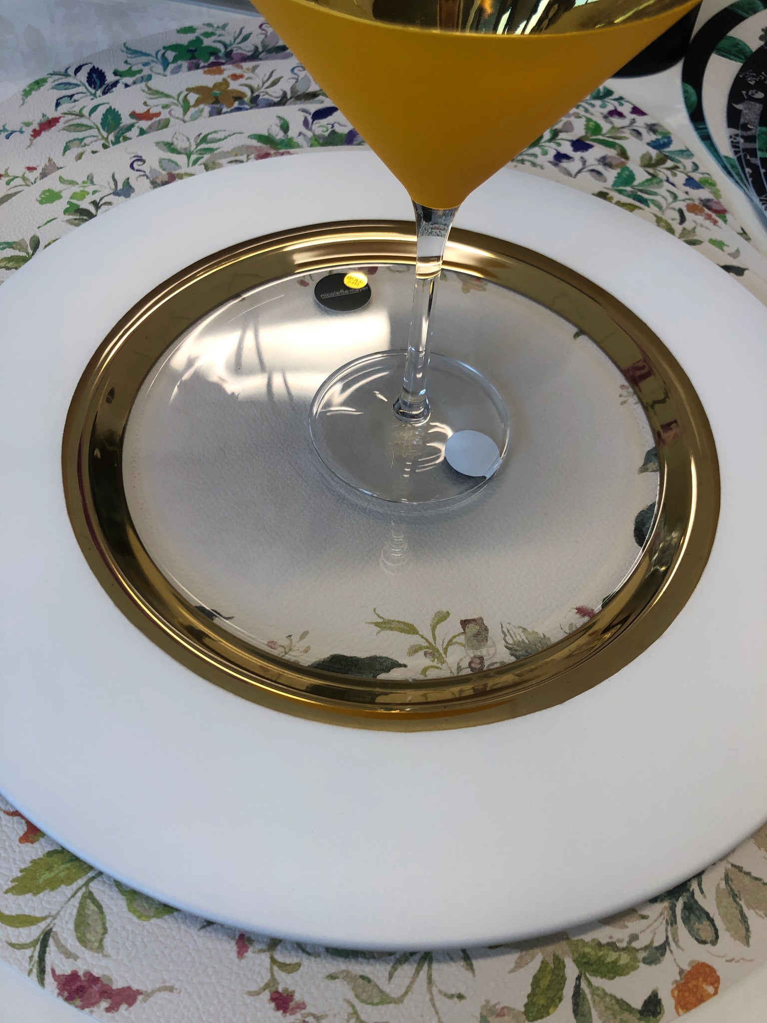 ORO Collection by Nicolette Mayer in White with Mustard Martini and Wreath Placemat