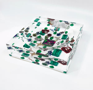 Jewel Box Emeralds White Acrylic Candy Dish 6x6
