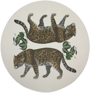 Leopard Seeing Double White 16" Round Pebble Placemat, Set Of 4 - nicolettemayer.com