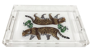 Leopard Seeing Double White Acrylic Vanity Tray 12.25X7.75 - nicolettemayer.com