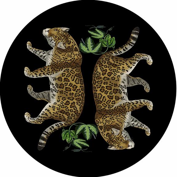 Leopard Seeing Double Black 16" Round Pebble Placemat Set of 4 - nicolettemayer.com