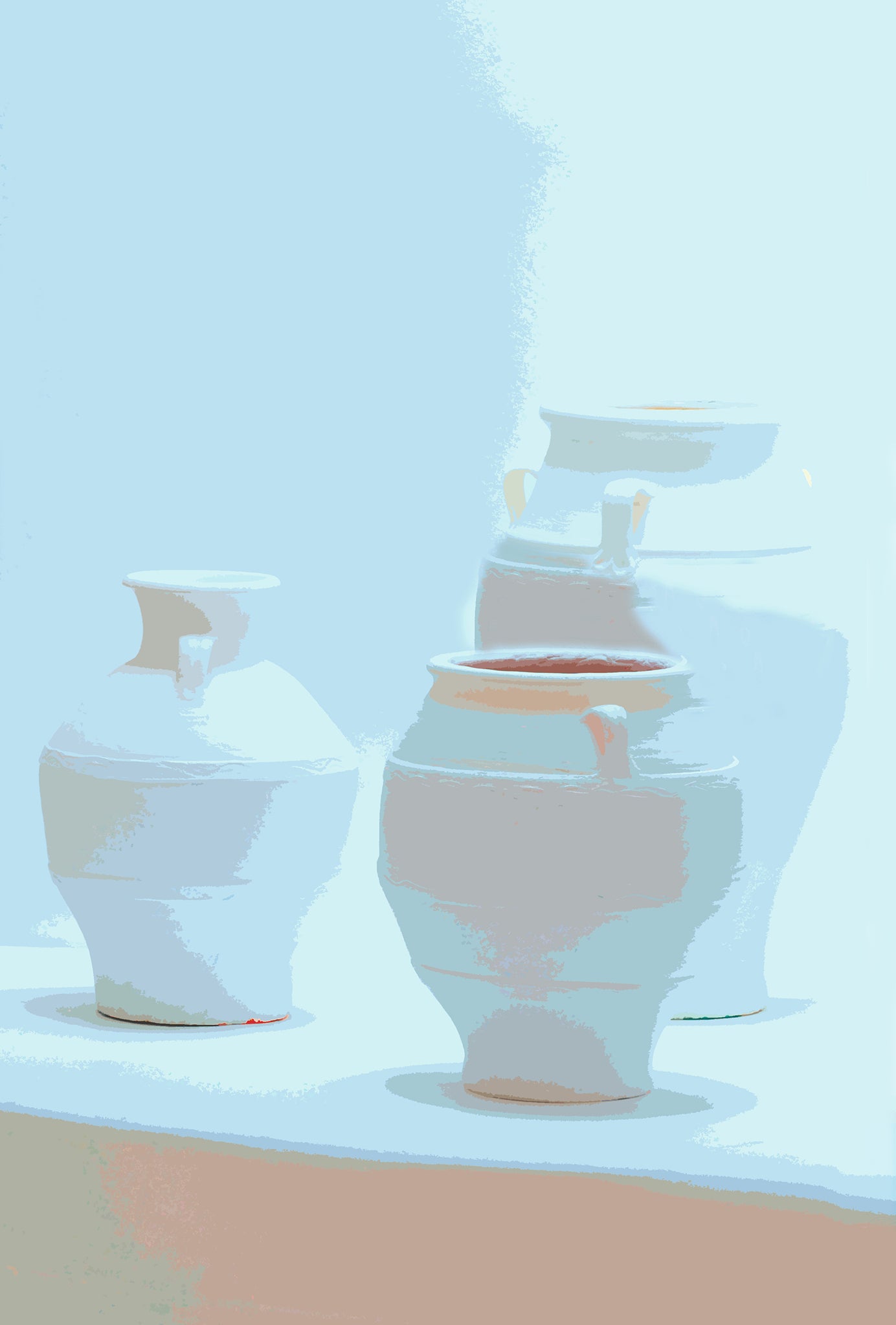 Olive Jars In Silhouette Blue 24X36 Acrylic Art - nicolettemayer.com