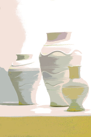 Olive Jars In Silhouette Neutral 24X36 Acrylic Art - nicolettemayer.com