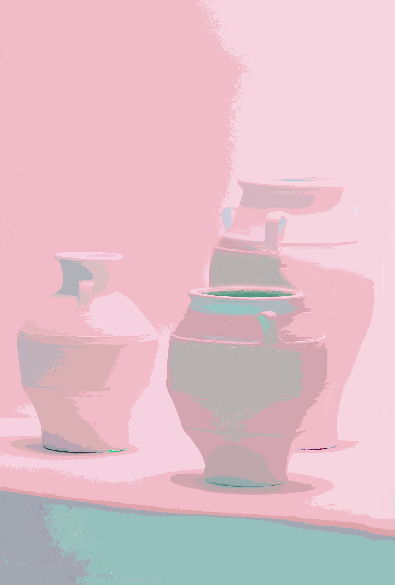 Olive Jars In Silhouette Pink Green 24X36 Acrylic Art - nicolettemayer.com