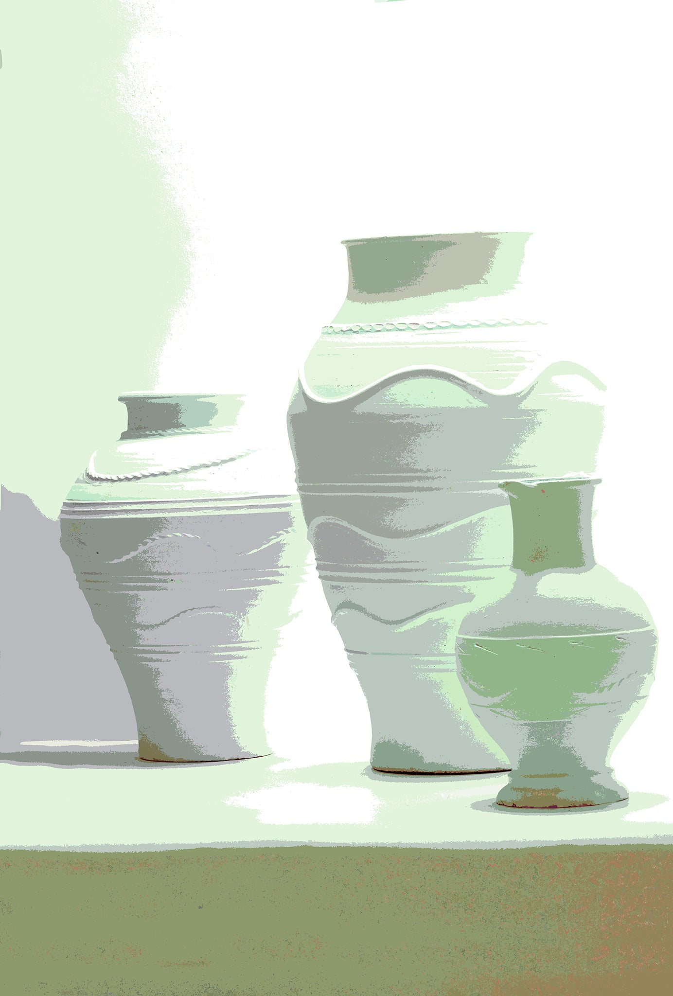 Olive Jars In Silhouette Sage 24X36 Acrylic Art - nicolettemayer.com