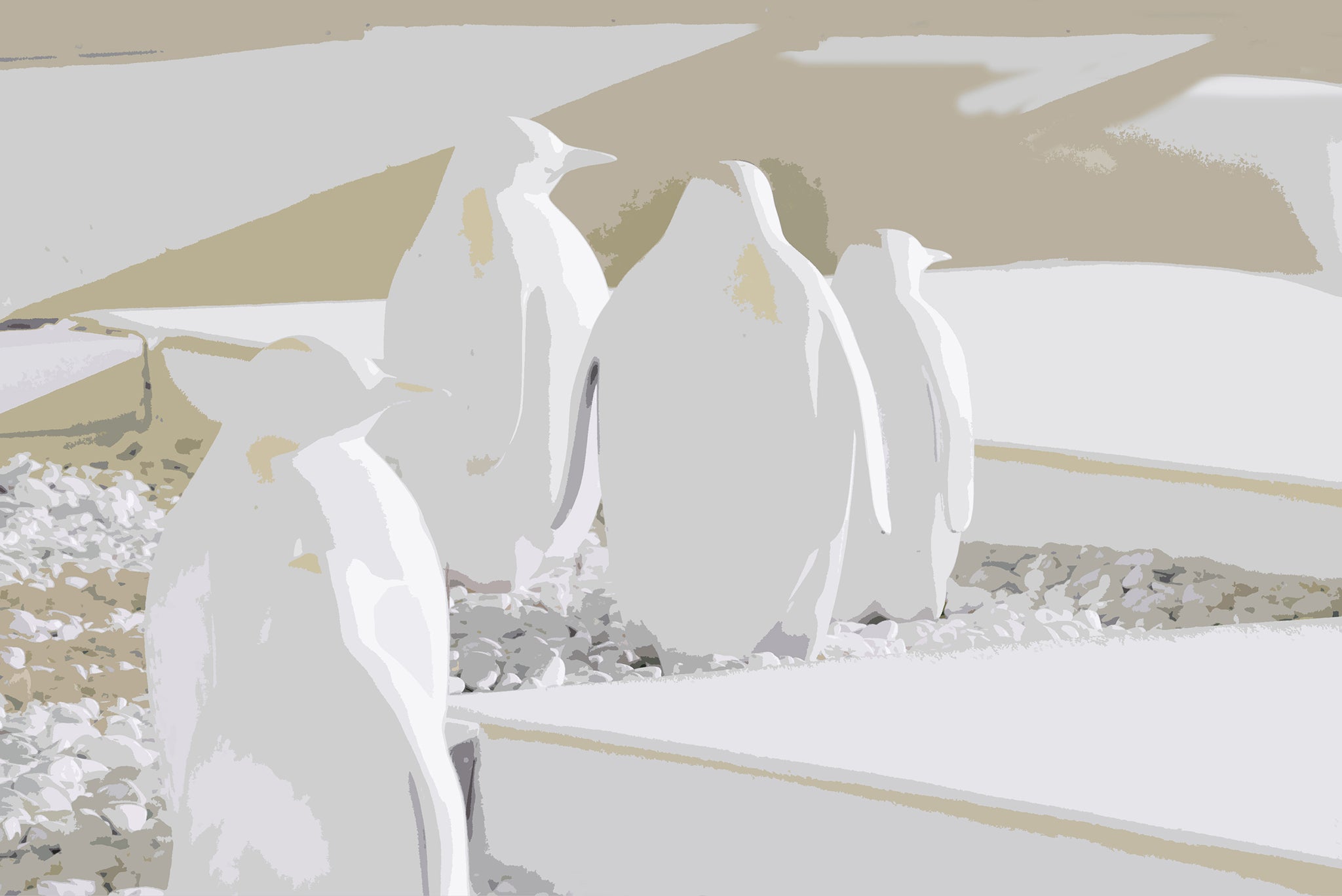 Penguins Greige 24X36 Acrylic Art - nicolettemayer.com