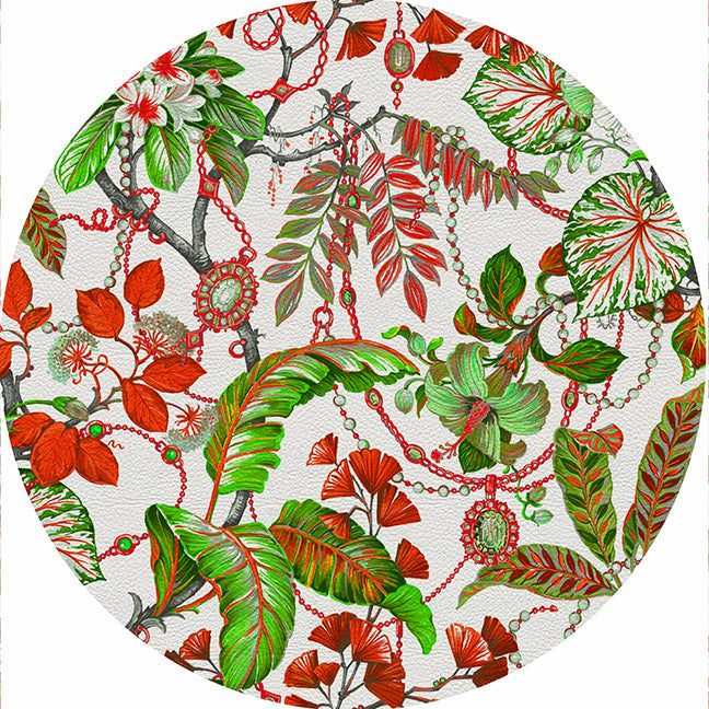 Plumeria Red 16&quot; Round Pebble Placemat Set of 4 - nicolettemayer.com