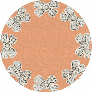 Pearl Bow Peach 16" Round Pebble Placemat Set of 4 - nicolettemayer.com