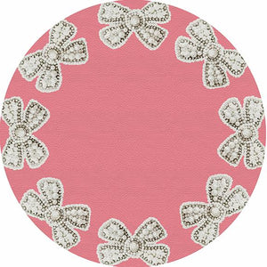 Pearl Bow Pink 16" Round Pebble Placemat Set of 4 - nicolettemayer.com