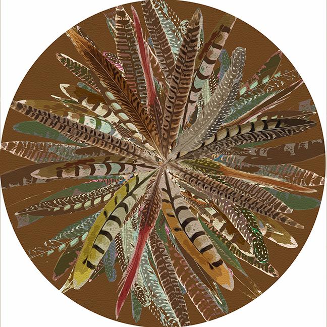 Pheasant Feathers Brown 16" Round Pebble Placemat Set of 4 - nicolettemayer.com
