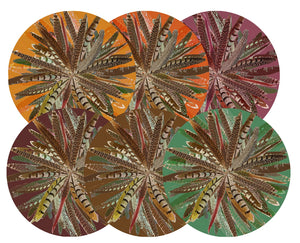 Pheasant Feathers A Set of 16" Round Pebble Placemat, Set of 6 - nicolettemayer.com