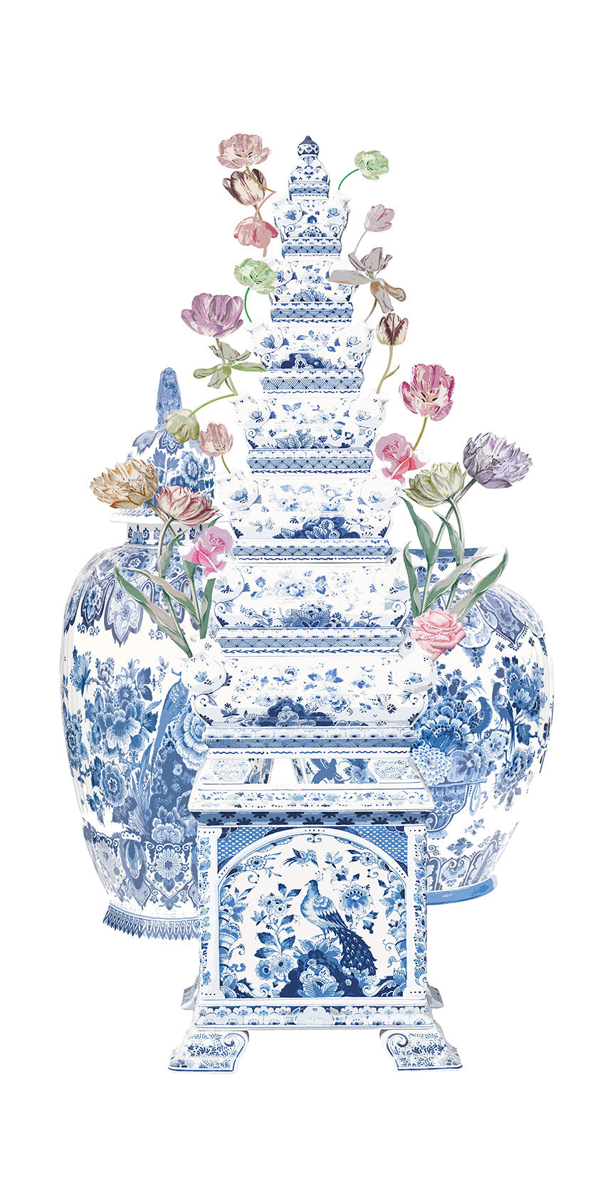 Royal Delft Tulippiere Flowers White 24X48 Acrylic Art - nicolettemayer.com