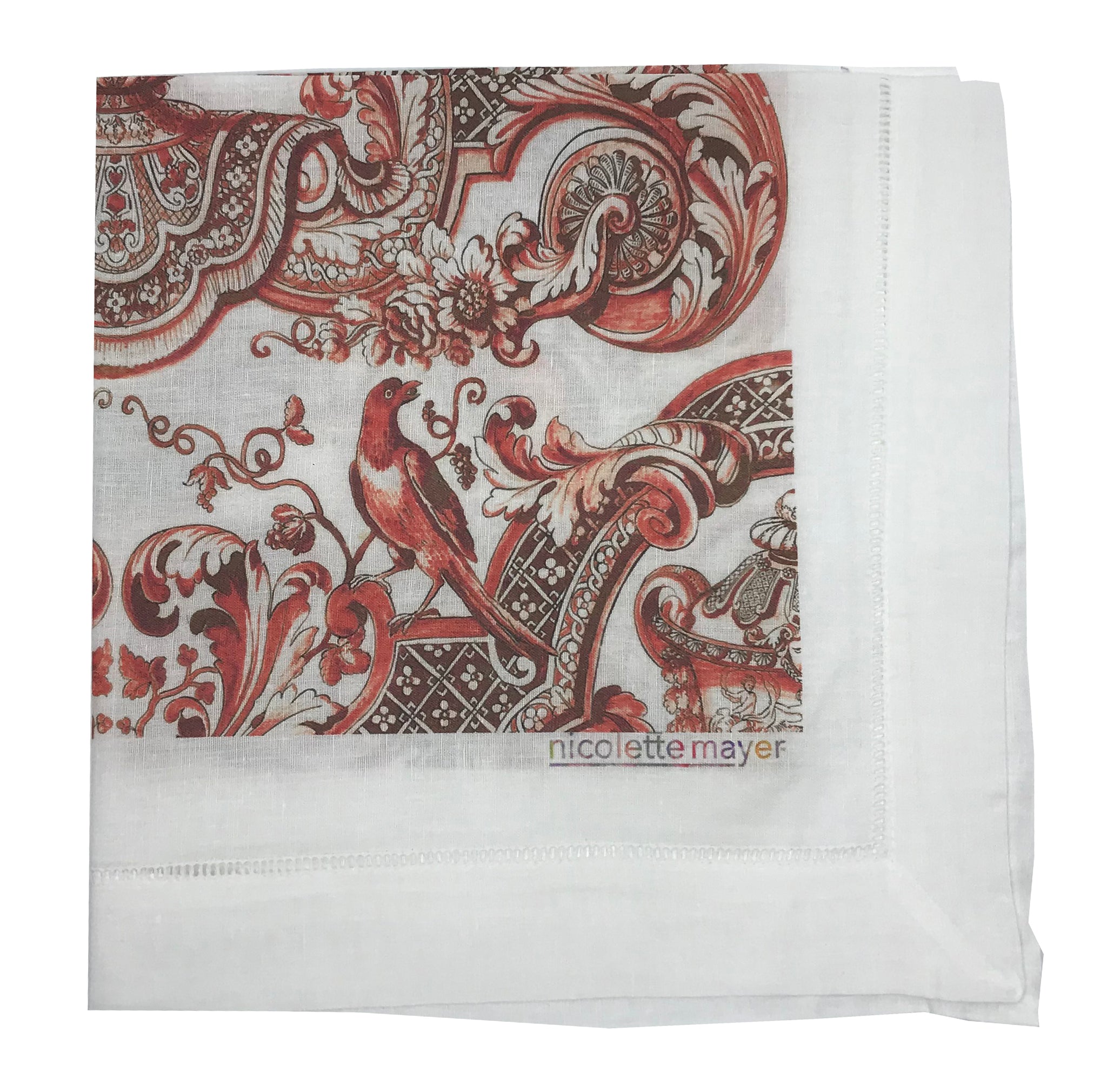 ROYAL DELFT WILLIAM AND MARY RED 22X22" HEMSTITCH DINNER NAPKIN, SET OF 4 - nicolettemayer.com