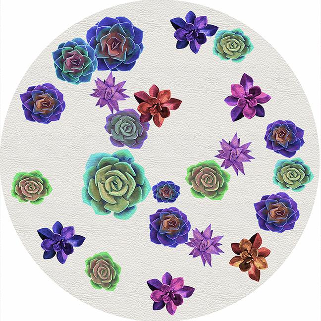 Succulents Floating Intenso 16" Round Pebble Placemat Set of 4 - nicolettemayer.com