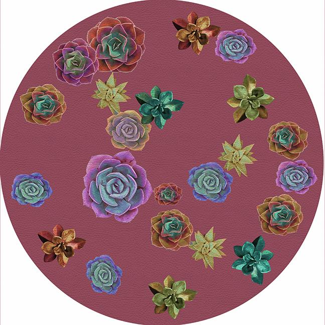 Succulents Floating Mauve 16&quot; Round Pebble Placemat Set of 4 - nicolettemayer.com