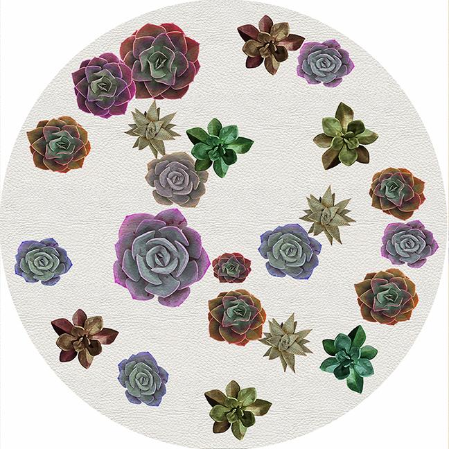 Succulents Floating Pastels 16&quot; Round Pebble Placemat Set of 4 - nicolettemayer.com