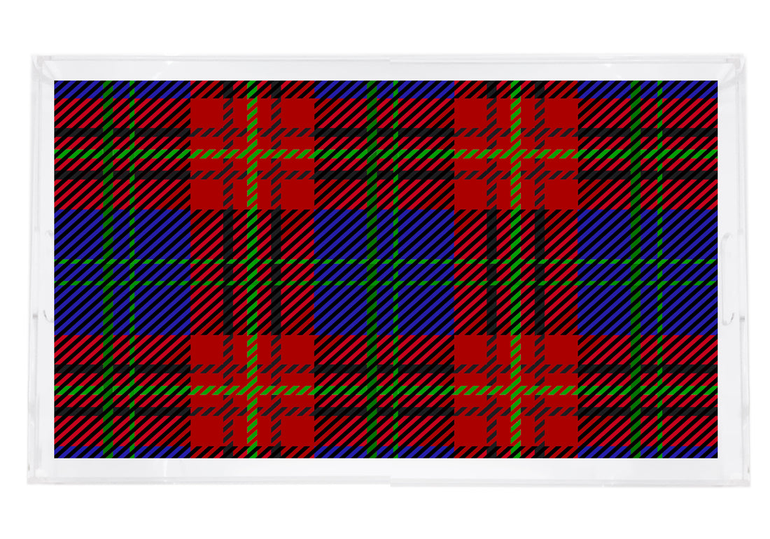 TARTAN BLUE 22.5X14.5 ACRYLIC TRAY - nicolettemayer.com