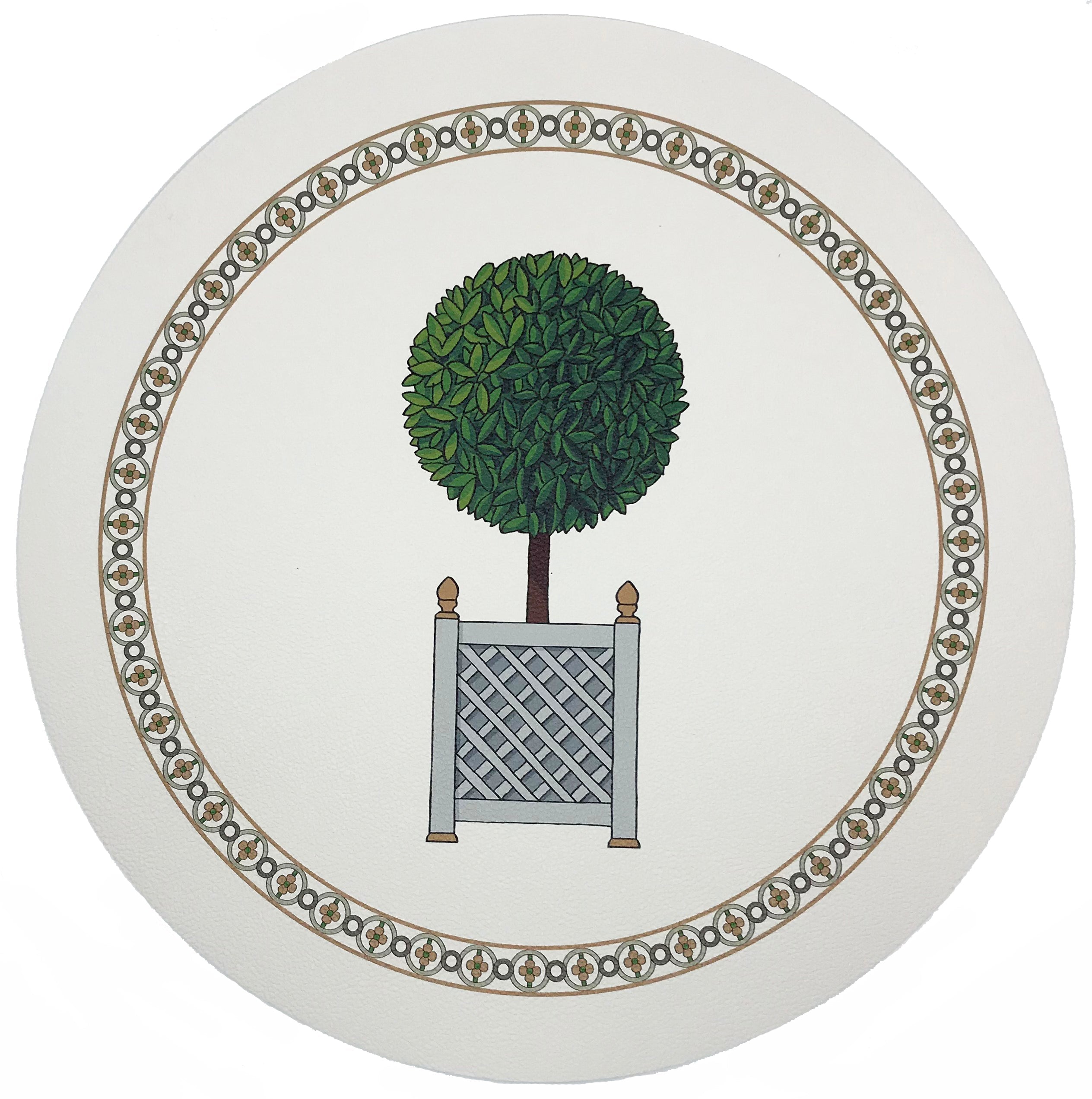 Timothy Corrigan Parterre Topiary 16&quot; Round Pebble Placemats, Set Of 4 - nicolettemayer.com