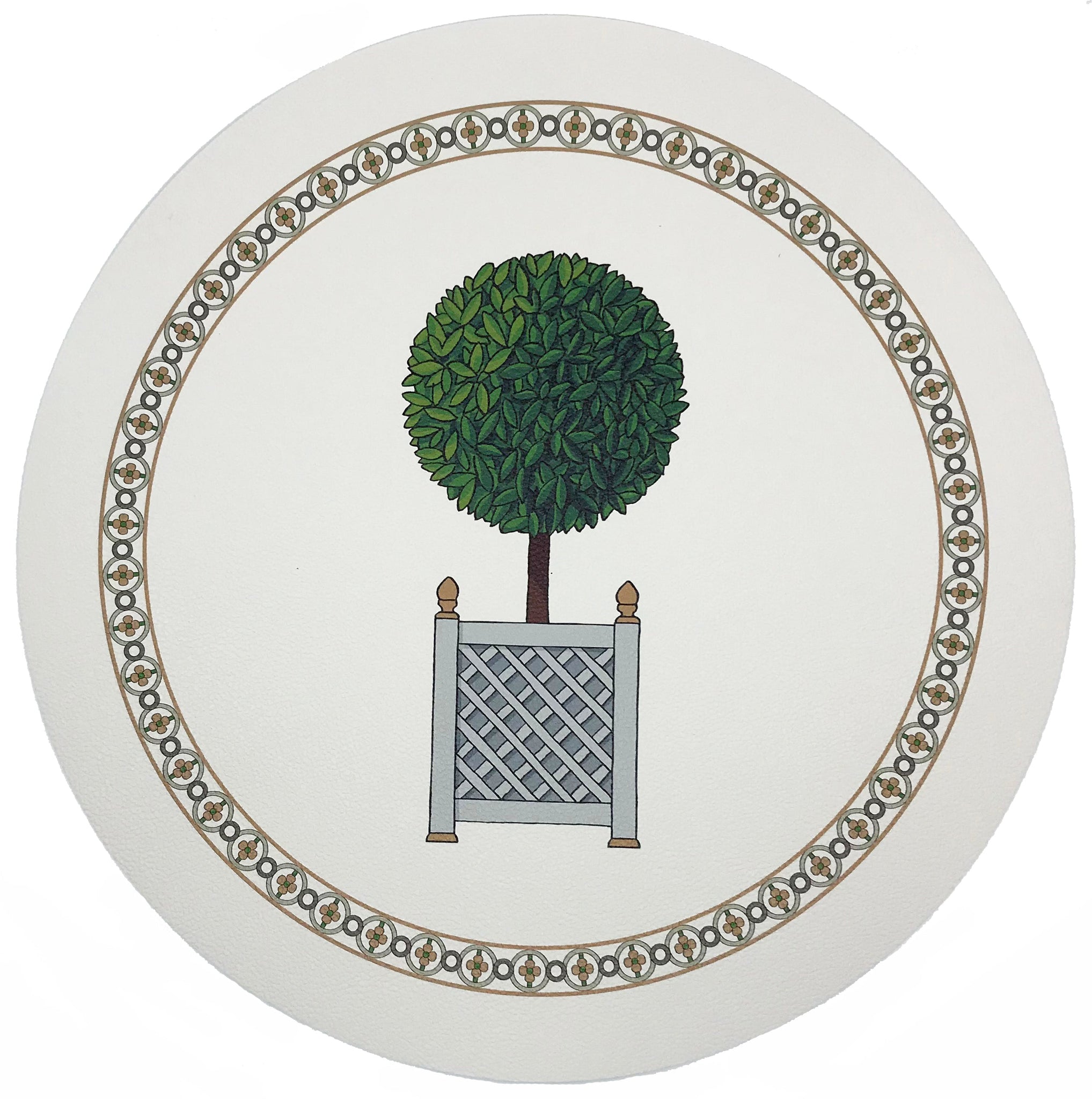 Timothy Corrigan Parterre Topiary 16" Round Pebble Placemats, Set Of 4 - nicolettemayer.com