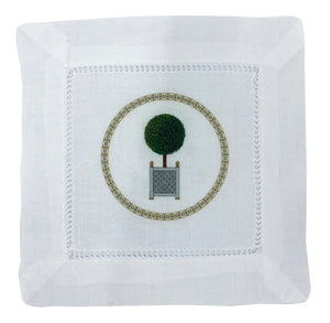 Timothy Corrigan Parterre Topiary 6X6 Hemstitch Cocktail Napkins, Set Of 4 - nicolettemayer.com