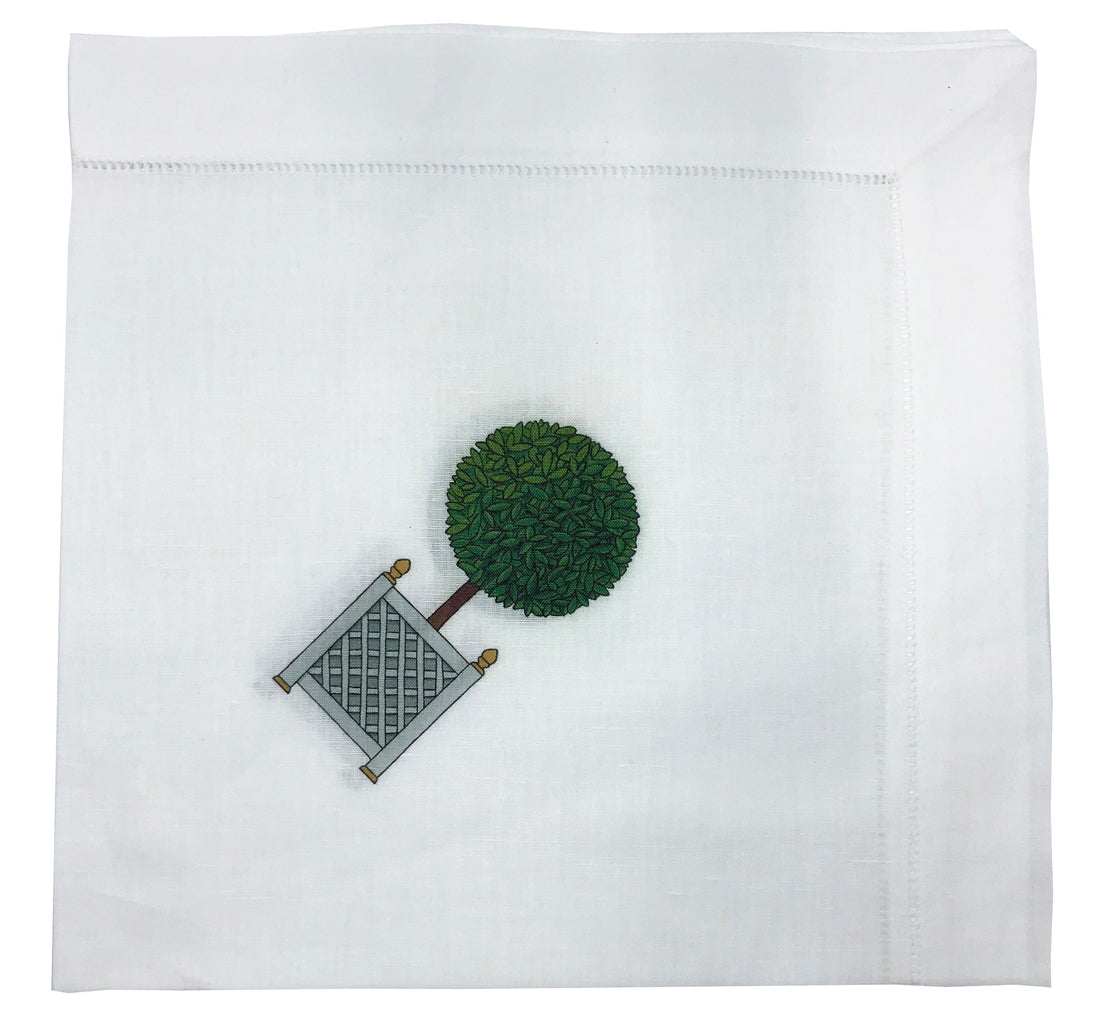 Timothy Corrigan Topiary Corners 22&quot;x22&quot; Hemstitch Dinner Napkins, Set Of 4 - nicolettemayer.com