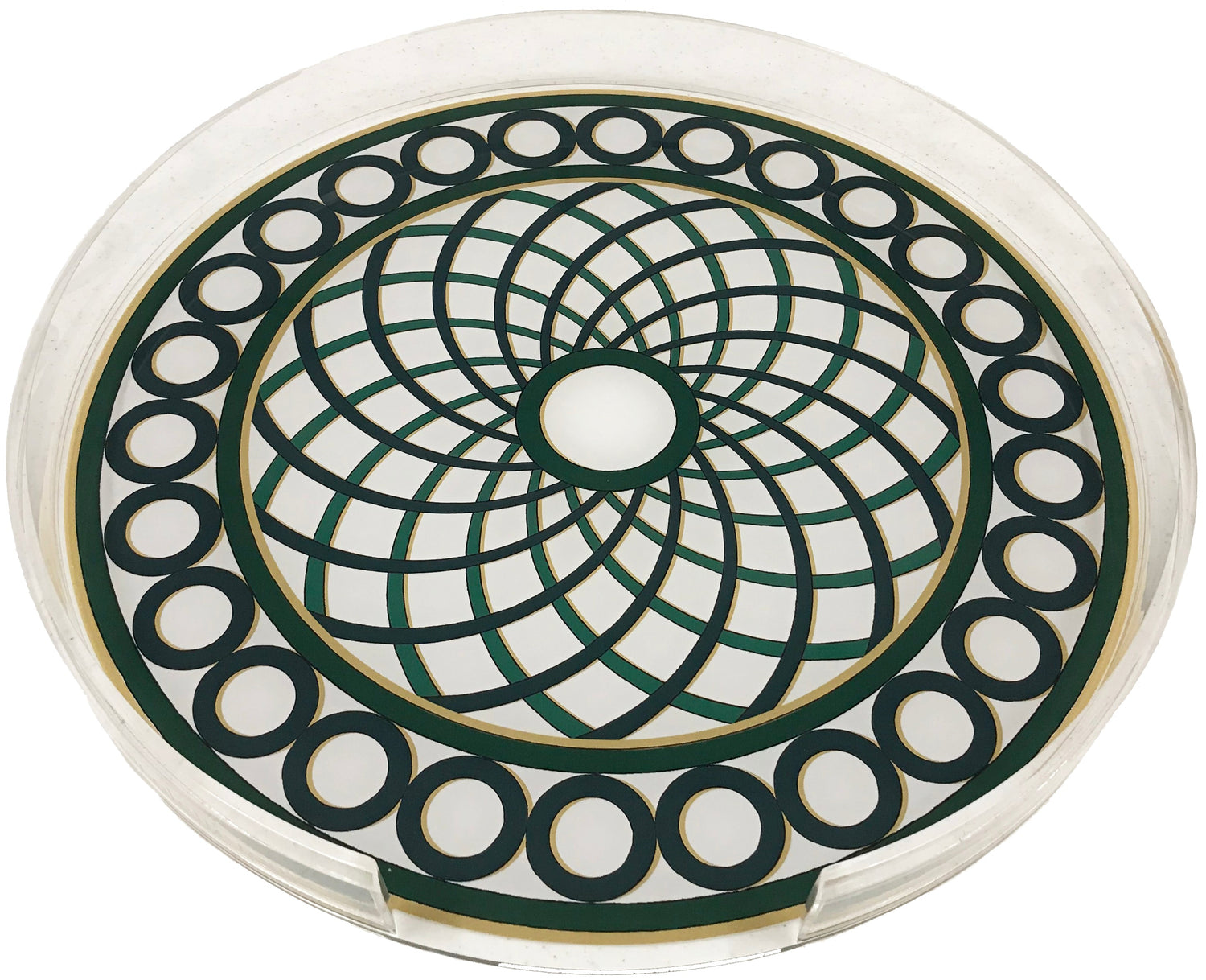 Timothy Corrigan Treillage Green Acrylic Round Tray for Placemats or Decorative Use, 16&quot;