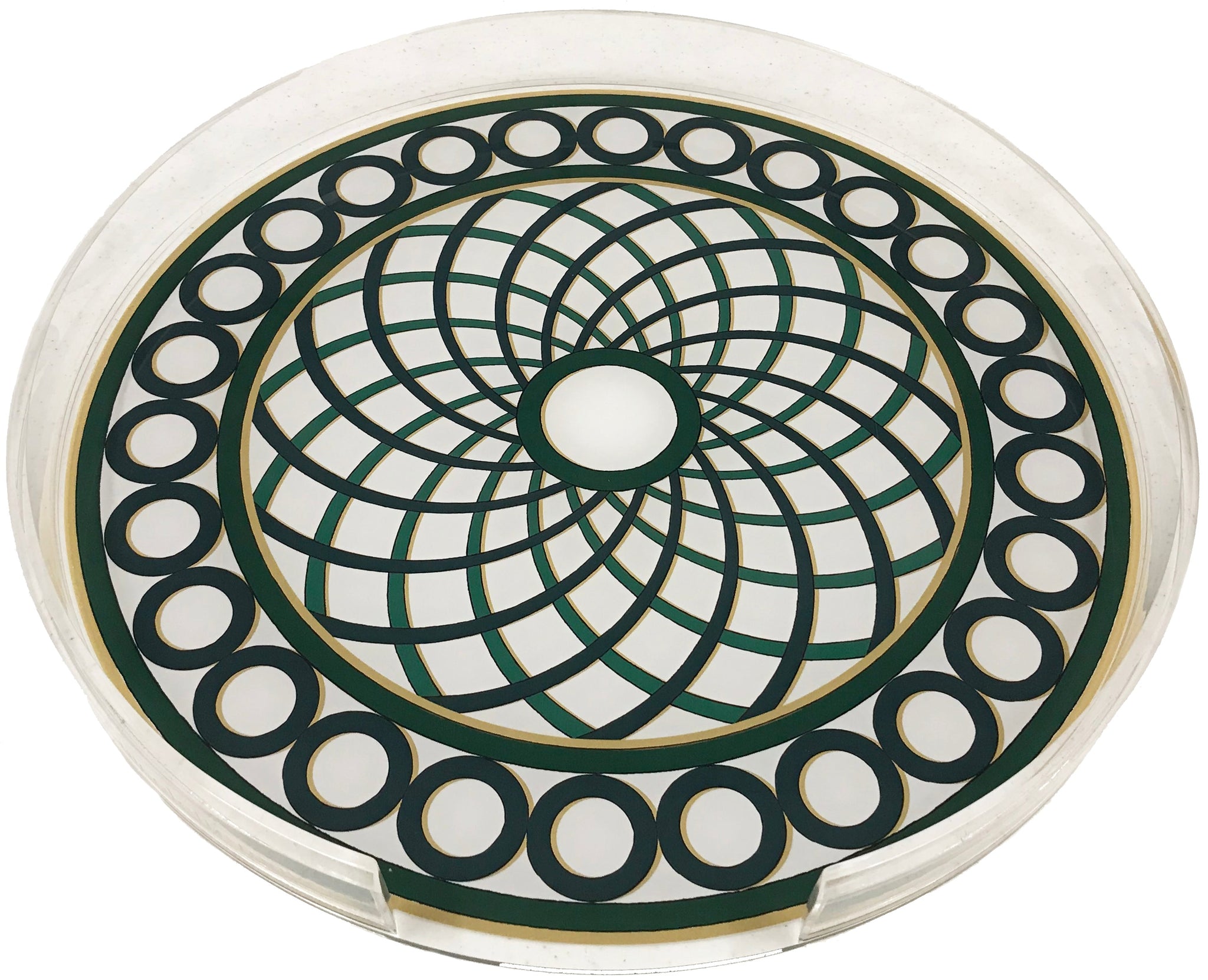 Timothy Corrigan Treillage Green Acrylic Round Tray for Placemats or Decorative Use, 16"