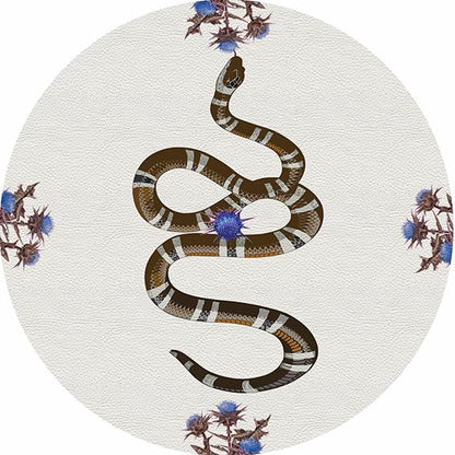 Thistle And Snake Blue White 16&quot; Round Pebble Placemat Set of 4 - nicolettemayer.com