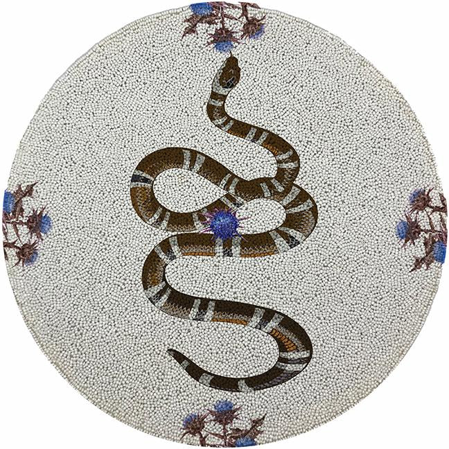 Thistle And Snake Blue White 16 Round Beaded Smooth - nicolettemayer.com
