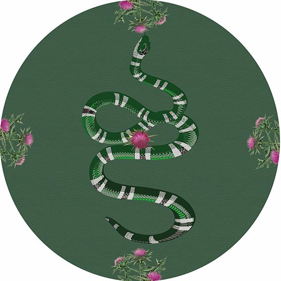 Thistle And Snake Evergreen 16" Round Pebble Placemat Set of 4 - nicolettemayer.com