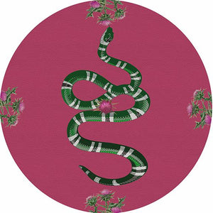 Thistle And Snake Pink 16" Round Pebble Placemat Set of 4 - nicolettemayer.com