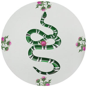 Thistle And Snake Pink White 16" Round Pebble Placemat Set of 4 - nicolettemayer.com