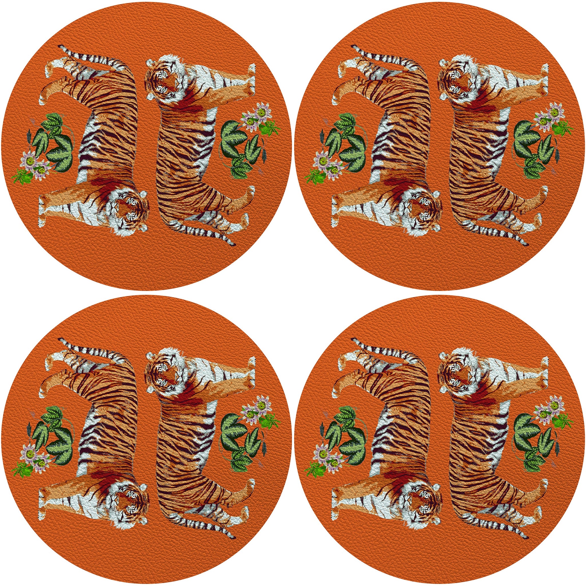 Tiger Seeing Double 16" Round Pebble Placemat Set of 4