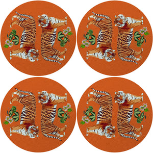 Tiger Seeing Double 16" Round Pebble Placemat Set of 4