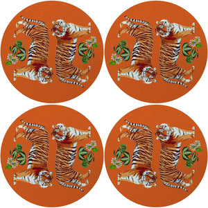 Tiger Seeing Double 16" Round Pebble Placemat Set of 4