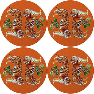 Tiger Seeing Double 16" Round Pebble Placemat Set of 4