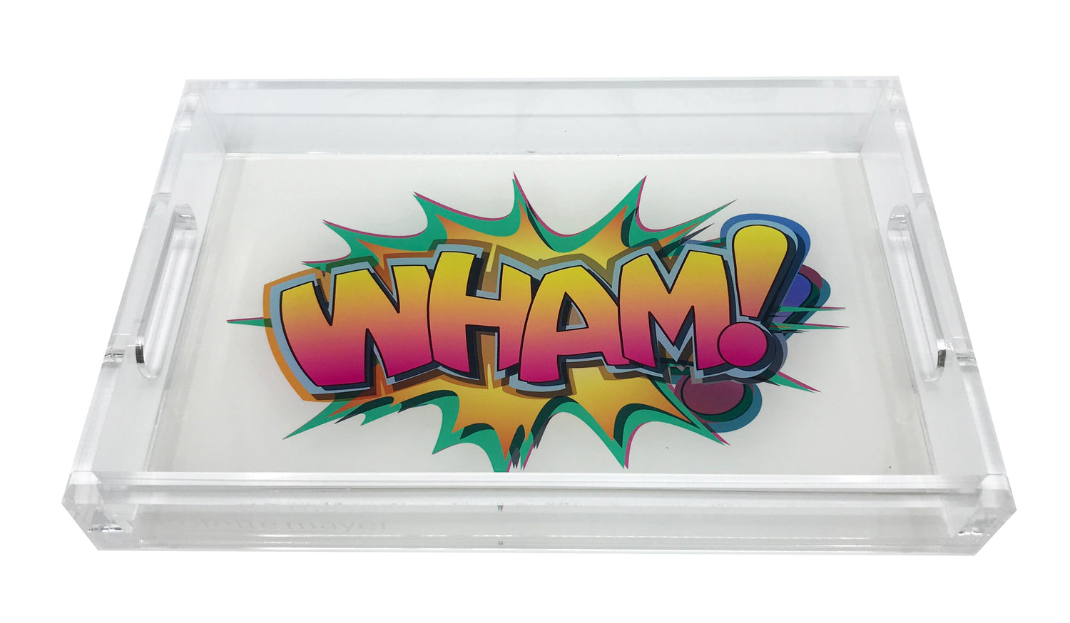 Wham Yellow Pink Graffiti Street Art Acrylic Vanity Tray 12.25X7.75 - nicolettemayer.com