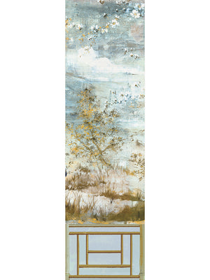 Crested Crane Wheat Blue Wallpaper Panel 4 - nicolettemayer.com