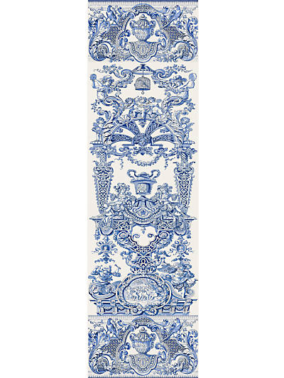 Hampton Court Blue Grasscloth Wallpaper Panel - nicolettemayer.com